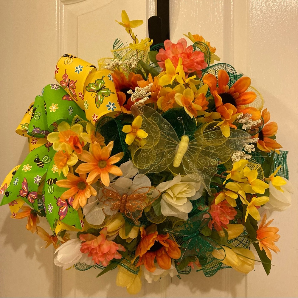 This is my Beautiful Spring Butterfly Wreath. It looks Great on your front door